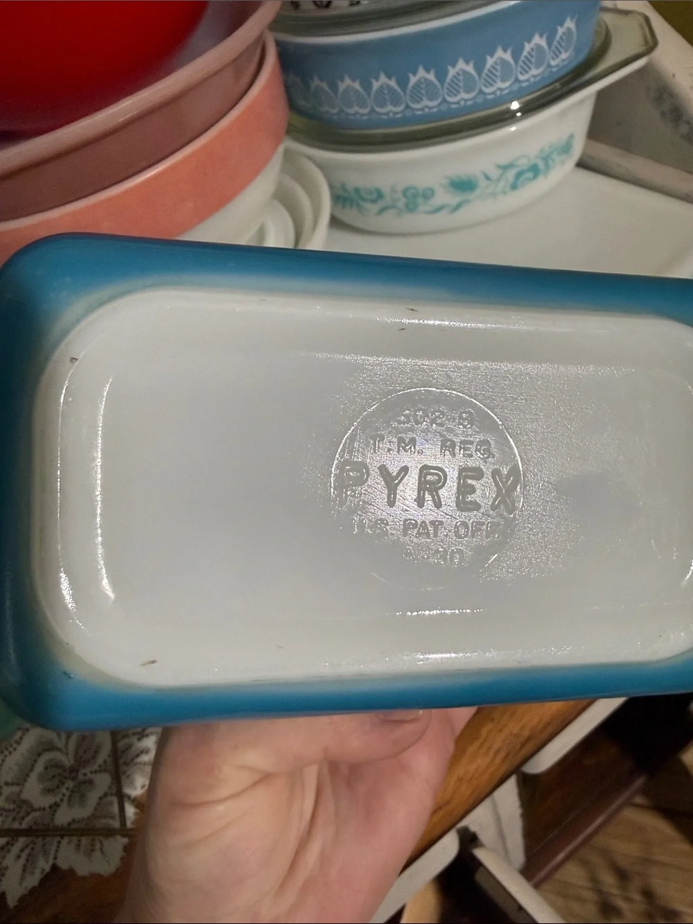 Pyrex 0502 refrigerator fridge turquoise blue set of 2 TM reg